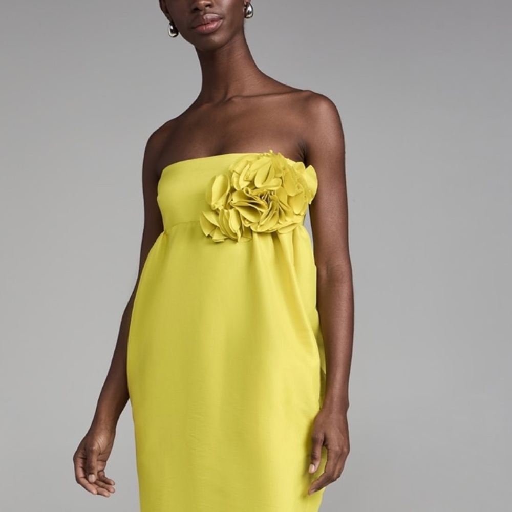 Kika Vargas Yellow Strapless Dress